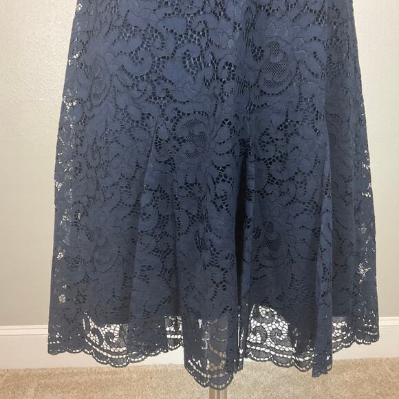 Ralph Lauren Lace Sleeveless Fit and Flare Cocktail Party Dress Navy Blue Size 6 - Picture 7 of 10